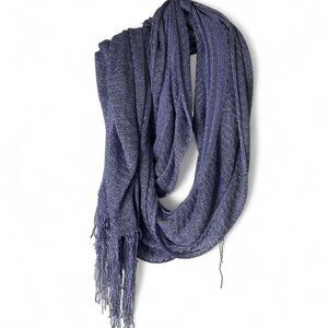 Purple Blue and Silver Fringe Scarf